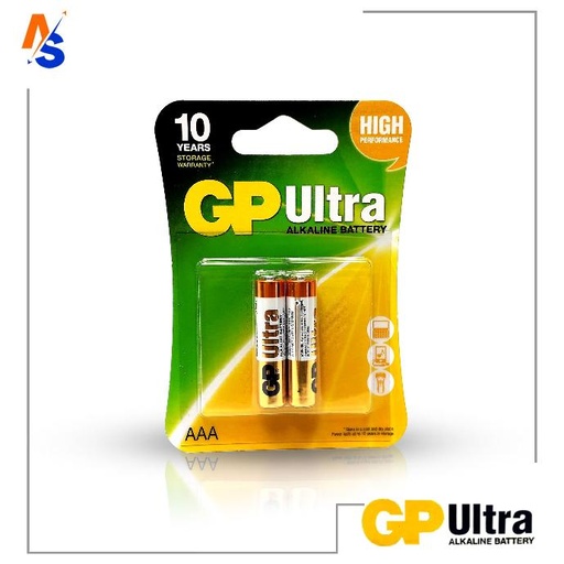 Batería (Pila) Alcalina 24AU LR03 Tamaño AAA 1.5 V GP Ultra 2 Unidades x Pack