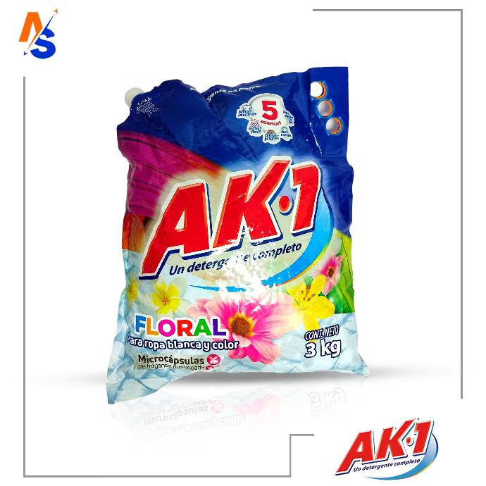 Detergente en Polvo para Ropa Blanca y Color (Floral) Ak1 3 Kg