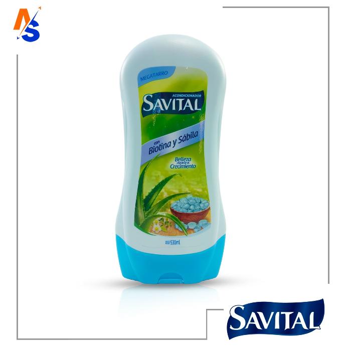 Acondicionador con Biotina y Sábila Savital (Belleza Durante el Crecimiento) 530 ml (Megatarro)