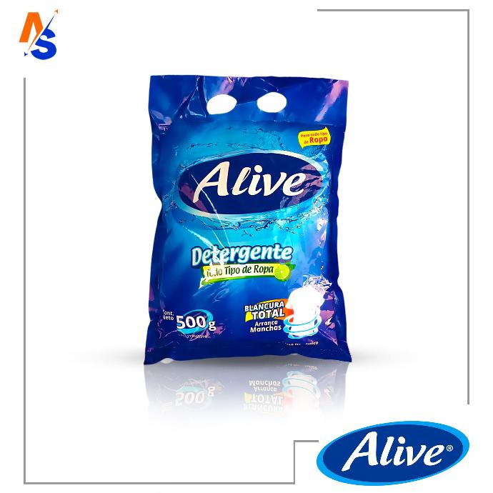 Detergente (Todo Tipo de Ropa) Blancura Total Alive 500 gr