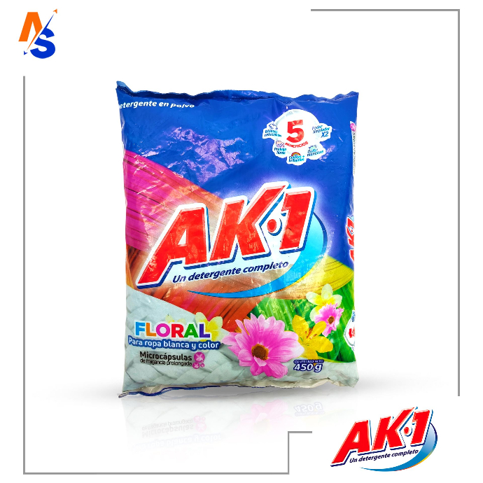 Detergente en Polvo para Ropa Blanca y Color (Floral) Ak1 450 gr