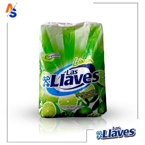 [7590006002571] Detergente en Polvo Fragancia Limón (Fórmula Mejorada) Las Llaves 900 gr