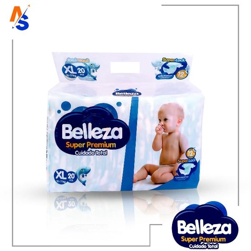 [6921269118388] Pañales Extra Cómodos para Bebés Talla XL (12 - 17 Kg) Belleza (20 Unidades x Paquete)
