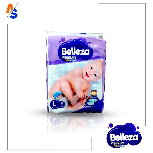 [6921269119057] Pañales Desechables Extra Cómodos para Bebés Talla L (9 -14 Kg) Belleza Premium ( 09 Unidades x Paquete)