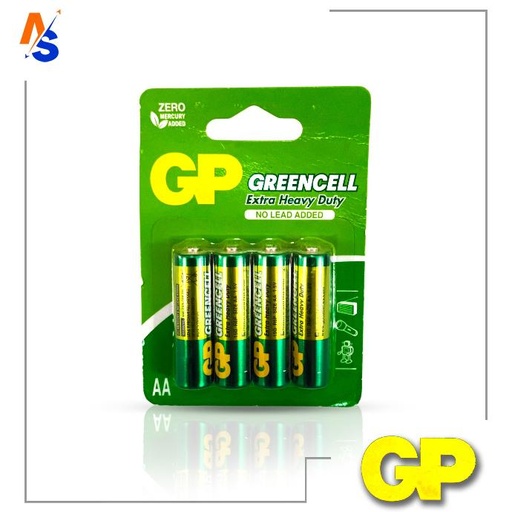 [4891199000133] Batería (Pila) Alcalina 15G R6P Tamaño AA 1.5 V GP Greencell (Extra Heavy Duty) 4 Unidades x Pack