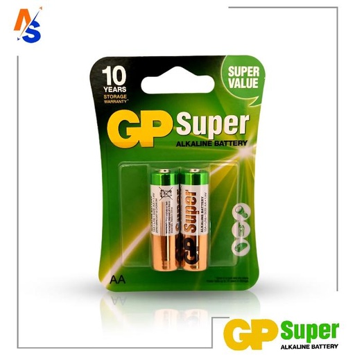 [4891199000027] Batería (Pila) Alcalina 15A LR6 Tamaño AA 1.5 V GP Super 2 Unidades x Pack