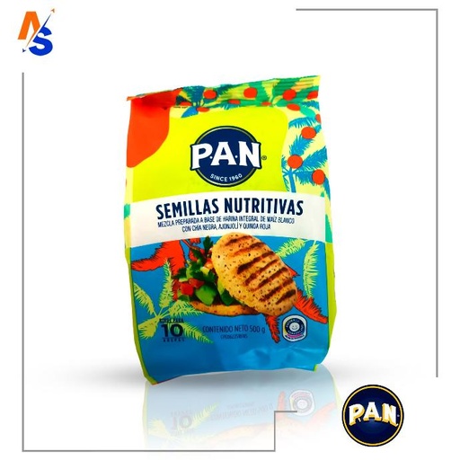 [7591002200190] Mezcla (Harina) Integral de Maíz Blanco con Semillas Nutritivas PAN 500 gr