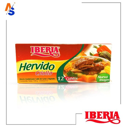 [7591221734087] Mezcla Deshidratada (Cubito) Con Caldo de Res y Vegetales (Hervido Criollo) Iberia 144 gr