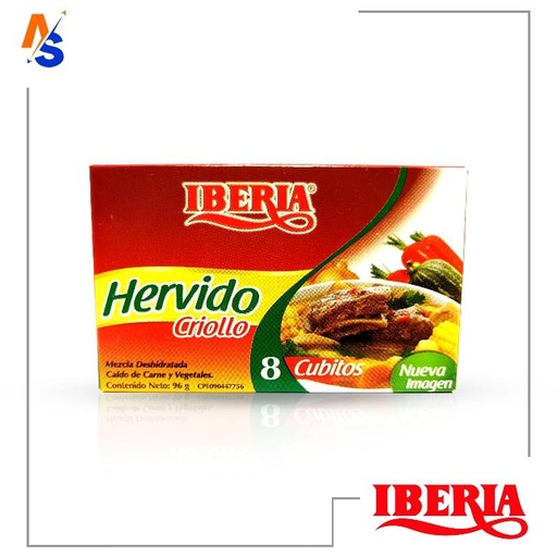 [7591221714089] Mezcla Deshidratada (Cubito) Con Caldo de Res y Vegetales (Hervido Criollo) Iberia 96 gr