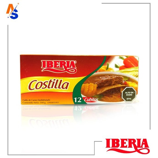 [7591221734094] Caldo de Carne de (Costilla) Deshidratado (Cubito) Iberia 144 gr