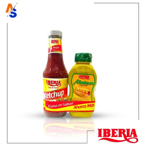 [7591221826003] Combo Salsa de Tomate Ketchup 397 gr + Mostaza Preparada 250 gr Iberia 