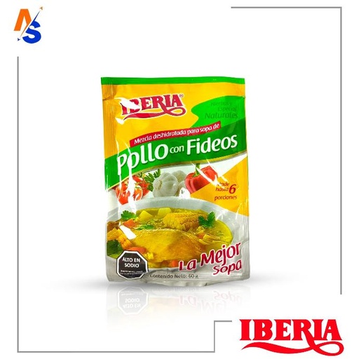 [7591221625255] Mezcla Deshidratada para Sopa de (Pollo con Fideos) Iberia 60 gr