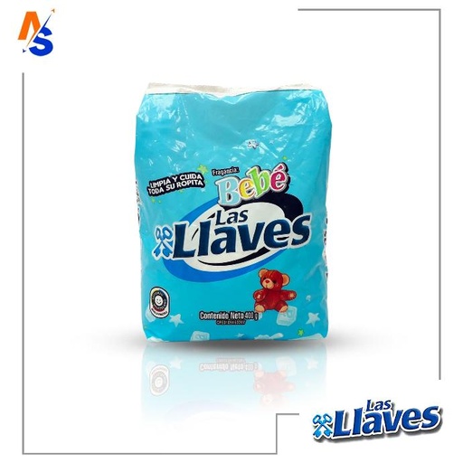 [7590006300325] Detergente en Polvo para Lavar Ropa (Fragancia Bebé) Las Llaves 400 gr