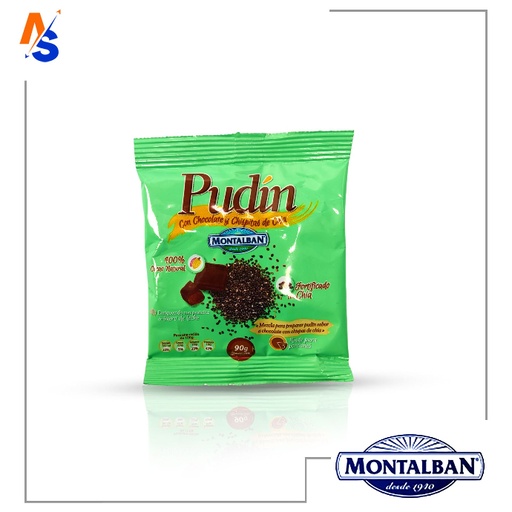 [7591357000117] Mezcla para Preparar Pudín Sabor a (Chocolate con Chispas de Chía) Montalban 90 gr