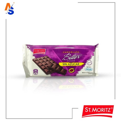 [7591720031267] Chocolate Bitter Oscuro con Splenda (Sin Azúcar) St. Moritz 100 gr