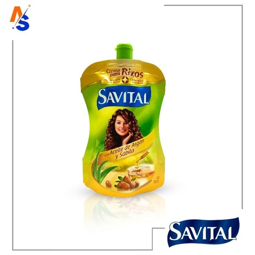 [7702006299251] Crema para Rizos con (Aceite de Argán y Sábila) Savital 90 ml