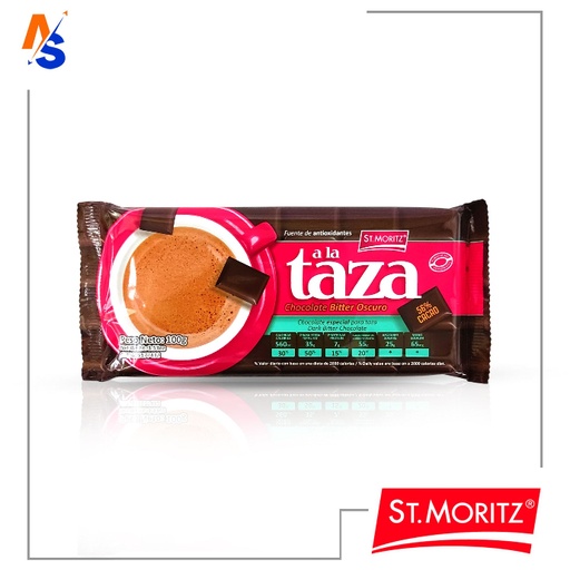 [7591720600418] Chocolate Especial para Taza (Bitter Oscuro) 56% Cacao St. Moritz 100 gr