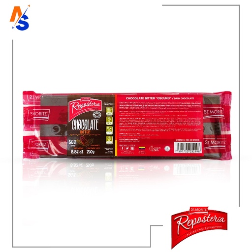 [7591720032998] Chocolate (Bitter Oscuro) Repostería 56% Cacao St. Moritz (Tableta) 250 gr