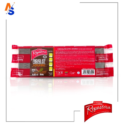 [7591720033001] Chocolate (Extra Amargo) Repostería 70 % Cacao St. Moritz (Tableta) 250 gr