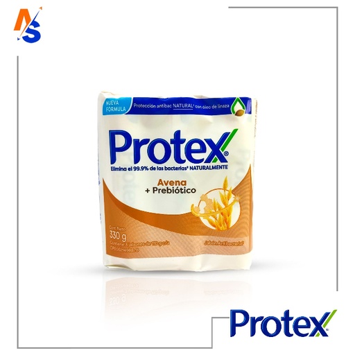 [7702010920615] Jabón Antibacterial (Avena + Prebiótico) Protex (Tripack) 330 gr