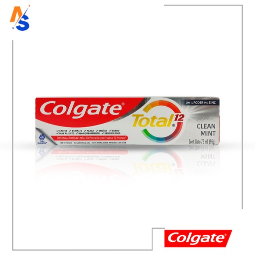 [099176480310] Crema Dental Anticaries con Flúor (Clean Mint) Total 12 Colgate 75 ml (96 gr)