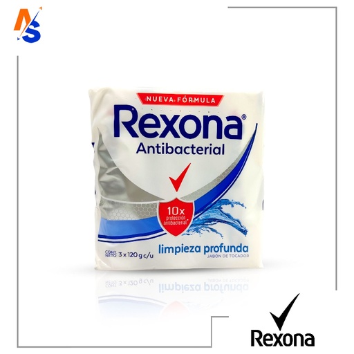 [7702006205382] Jabón de Tocador Antibacterial (Limpieza Profunda) Rexona (Tripack) 3 x 120 gr
